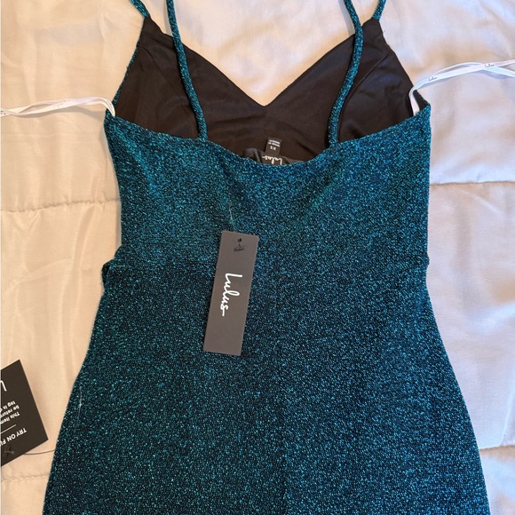 Lulu’s Metallic Teal Bodycon Dress Size XS - Picture 5 of 16